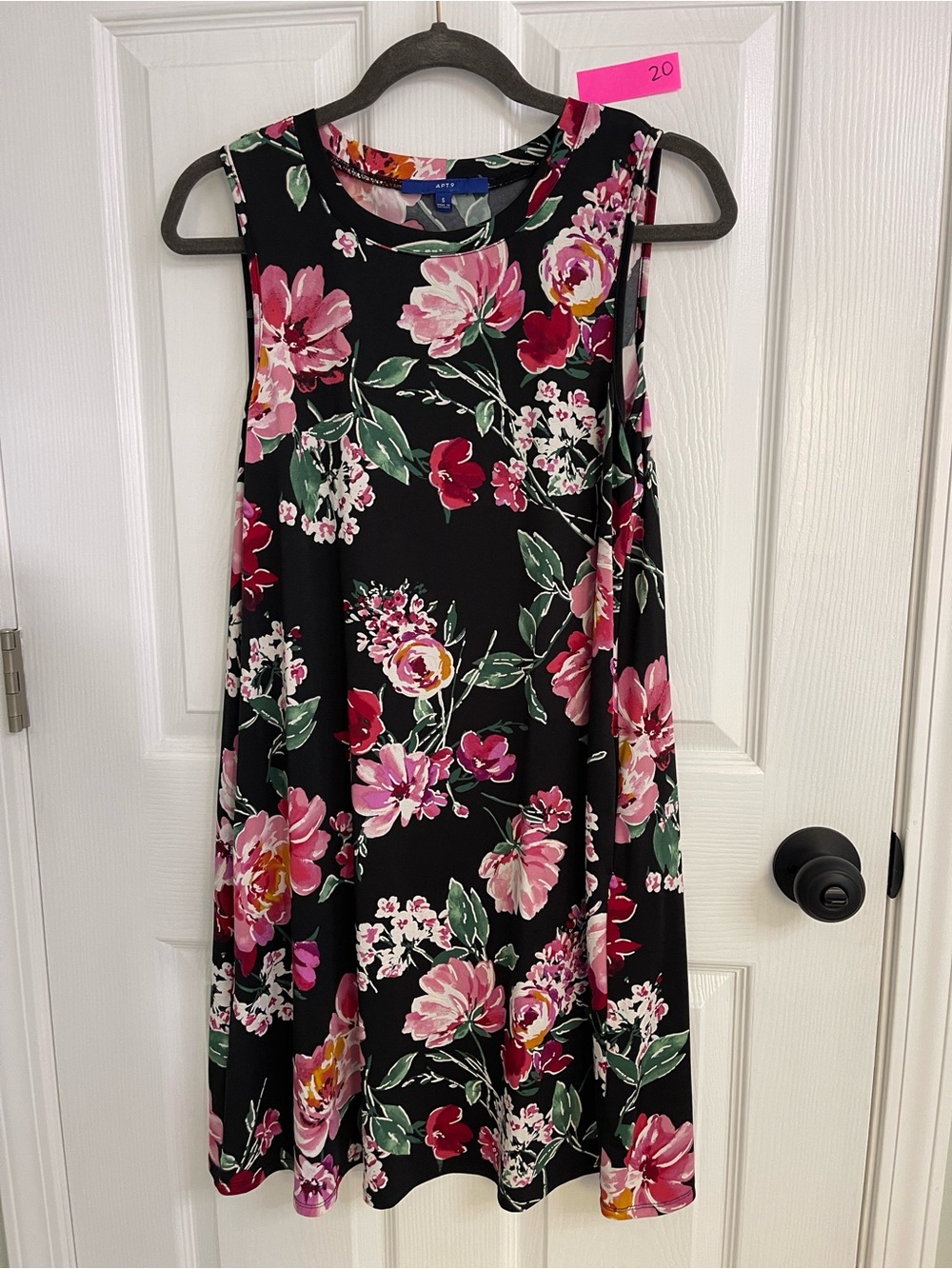 Apt. 9 Black Dress with Pink & Green Floral Print